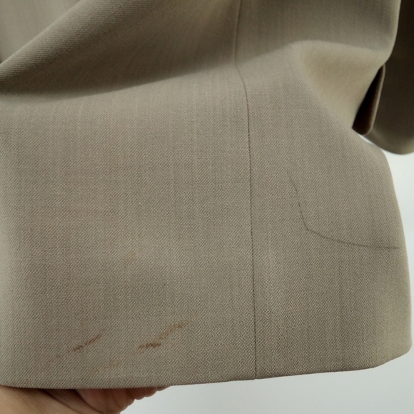 Selection de Givenchy Shearing Wool Tan Plus Size 24W Suit Jacket Skirt Vented - Picture 6 of 16